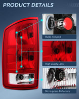2002-2006 Dodge Ram 1500 2003-2006 Dodge Ram 2500 3500 Taillight Assembly Rear Lamp Replacement OE Style w/Bulbs Driver Side Nilight
