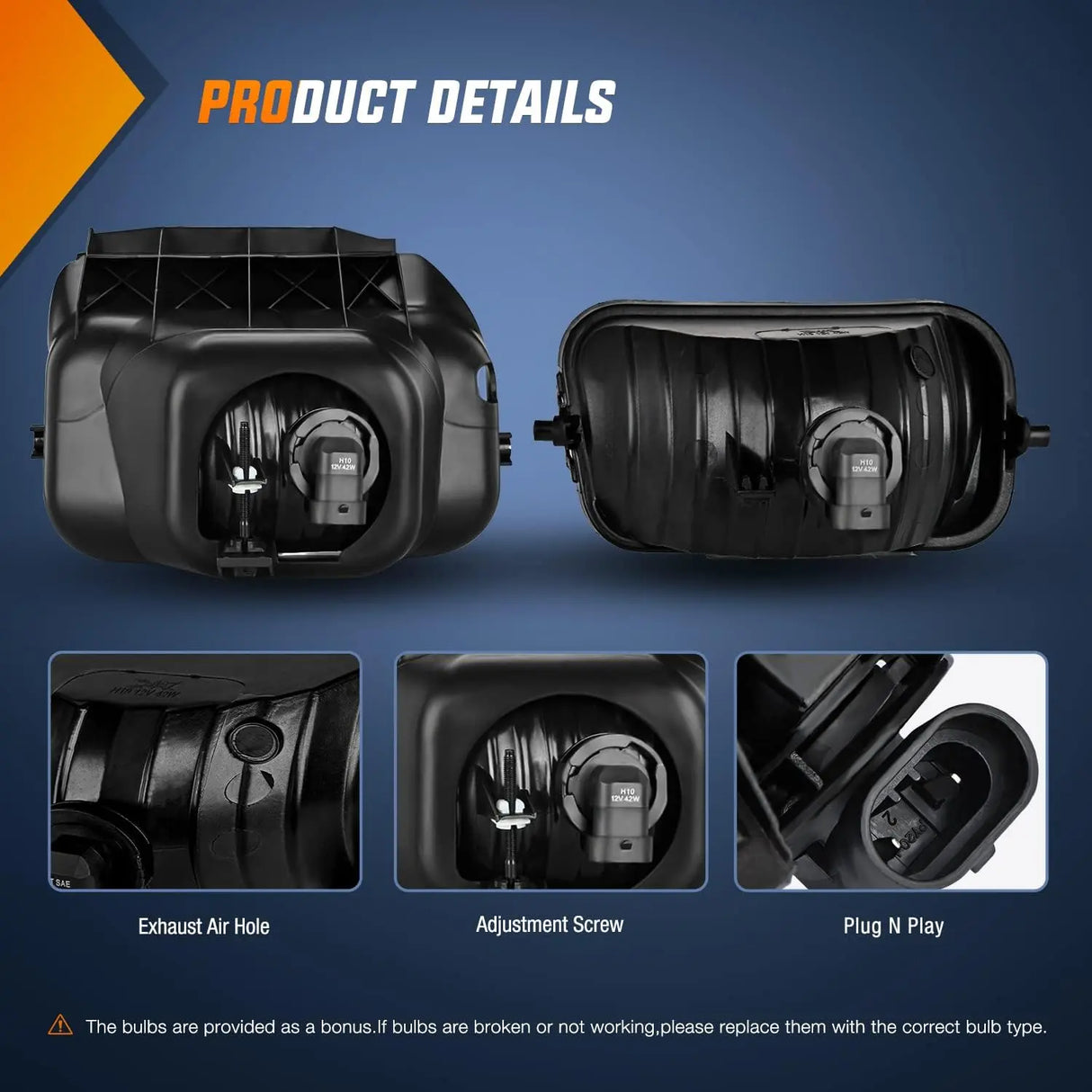 2002-2007 Chevy Silverado 1500 2500 3500 2002-2006 Avalanche Fog Light Assembly Body Cladding H10 Halogen Bulbs Amber Lens Nilight