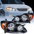 Headlight Assembly 2003 2004 2005 2006 2007 2008 Toyota Corolla Headlight Assembly Black Case Amber Reflector