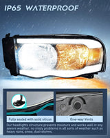 2002-2005 Dodge Ram 1500/2003-2005 Dodge Ram 2500 3500 Headlight Assembly Smoke Case Clear Reflector Nilight