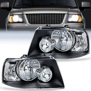 2003 2004 2005 2006 Ford Expedition Headlight Assembly Black Housing Clear Reflector Clear Lens