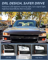 2003-2007 Chevy Silverado Avalanche 1500 2500 3500 Headlight Assembly Black Case Amber Reflector DRL Nilight