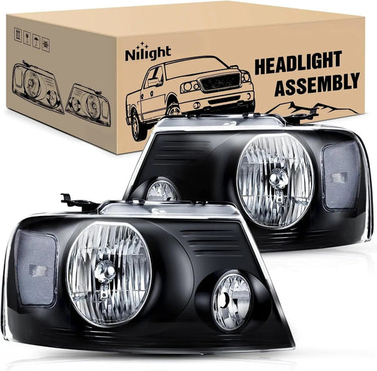 Headlight Assembly 2004-2008 Ford F150 2006-2008 Lincoln Mark LT Headlight Assembly Black Case Clear Reflector