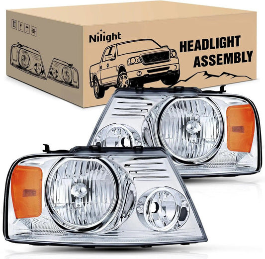 Headlight Assembly 2004-2008 Ford F150 2006 Lincoln Mark LT Headlight Assembly Chrome Case Amber Reflector