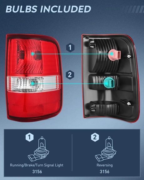 Taillight Assembly 2004 2005 2006 2007 2008 Ford F150 Taillight Assembly Rear Lamp Replacement OE Style Red Housing Passenger Side