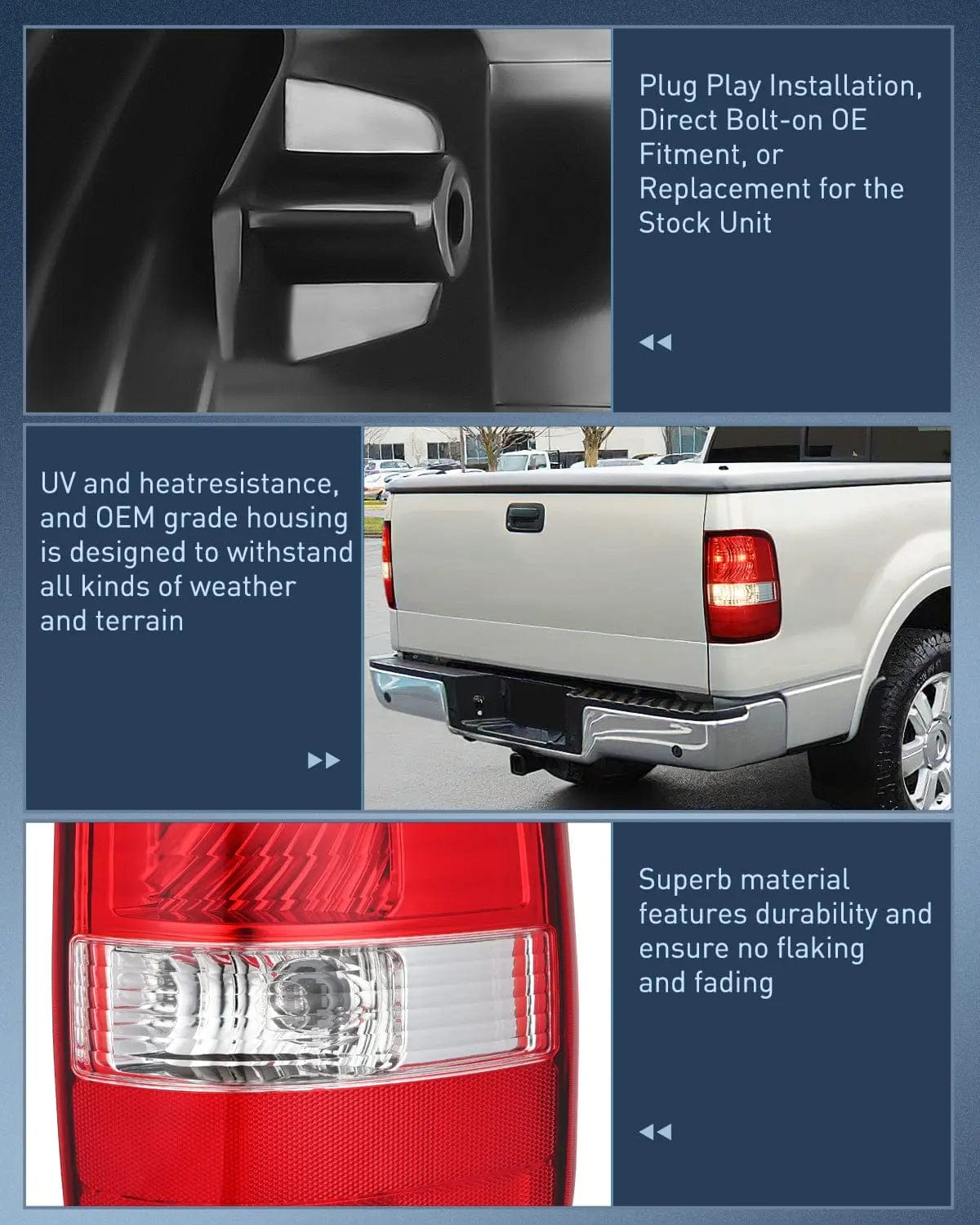 Taillight Assembly 2004 2005 2006 2007 2008 Ford F150 Taillight Assembly Rear Lamp Replacement OE Style Red Housing Passenger Side