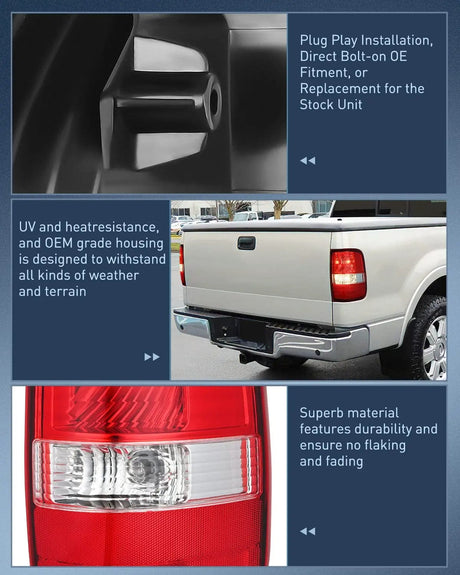 Taillight Assembly 2004 2005 2006 2007 2008 Ford F150 Taillight Assembly Rear Lamp Replacement OE Style Red Housing Passenger Side