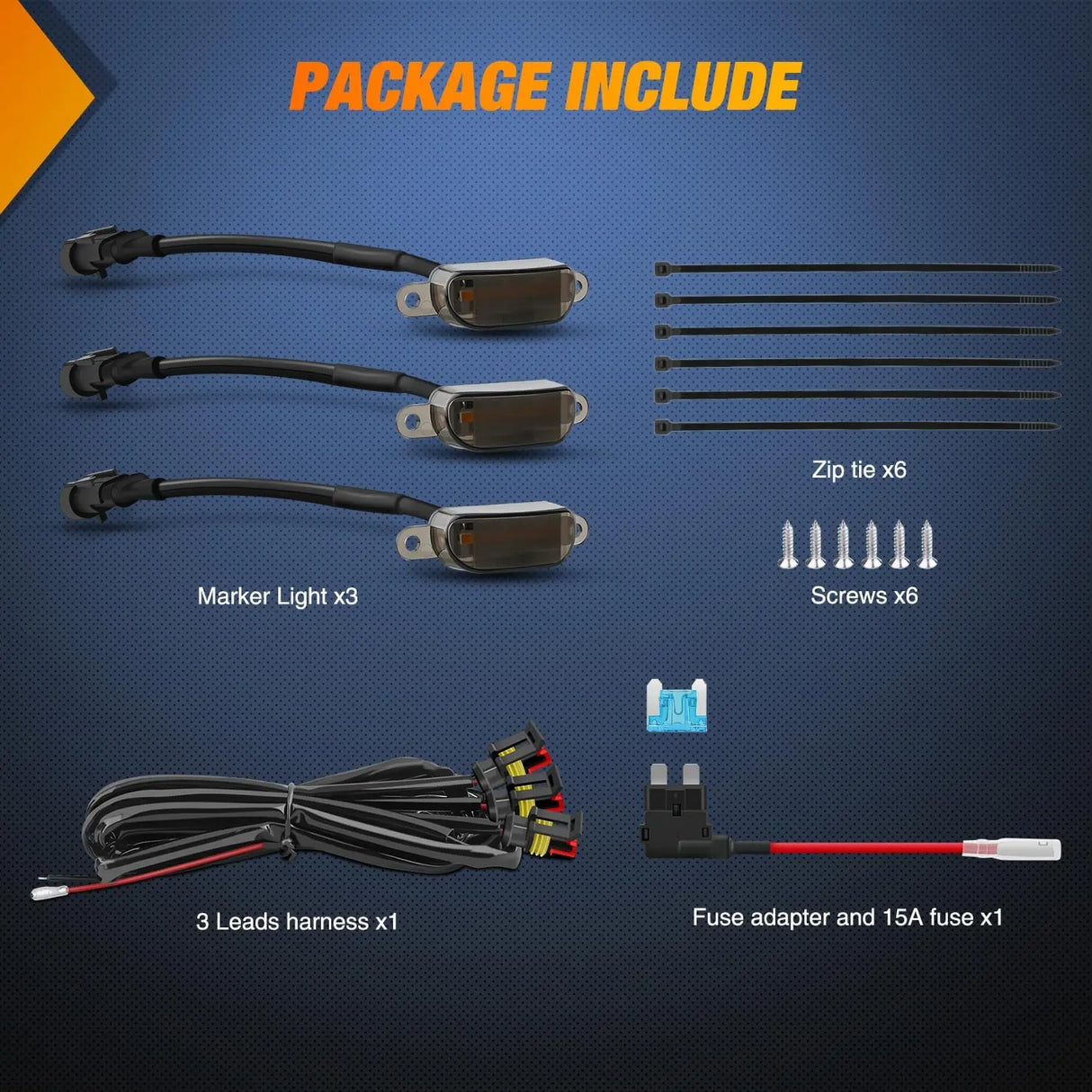 2004-2019 Ford F150 Raptor 2013-2018 Dodge Ram 1500 4LED Amber Front Grille Marker Lights Nilight