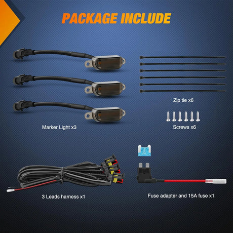 2004-2019 Ford F150 Raptor 2013-2018 Dodge Ram 1500 4LED Amber Front Grille Marker Lights Nilight