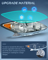 2005 2006 Toyota Camry LE XLE SE Headlight Assembly Chrome Case Amber Reflector Clear Lens Nilight