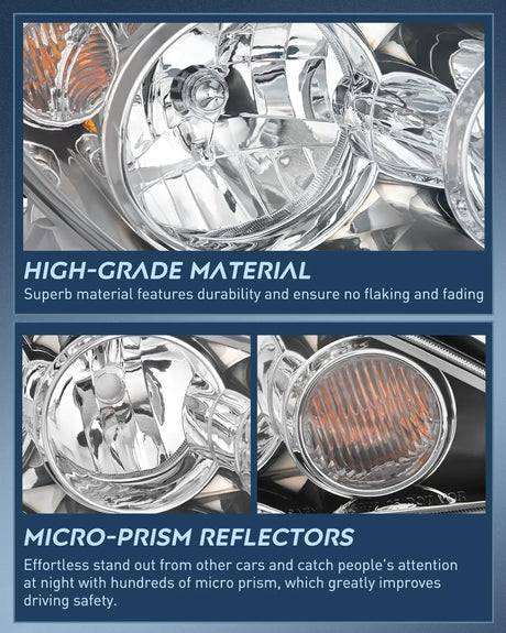 2005 2006 Toyota Camry LE XLE SE Headlight Assembly Chrome Case Amber Reflector Clear Lens Nilight