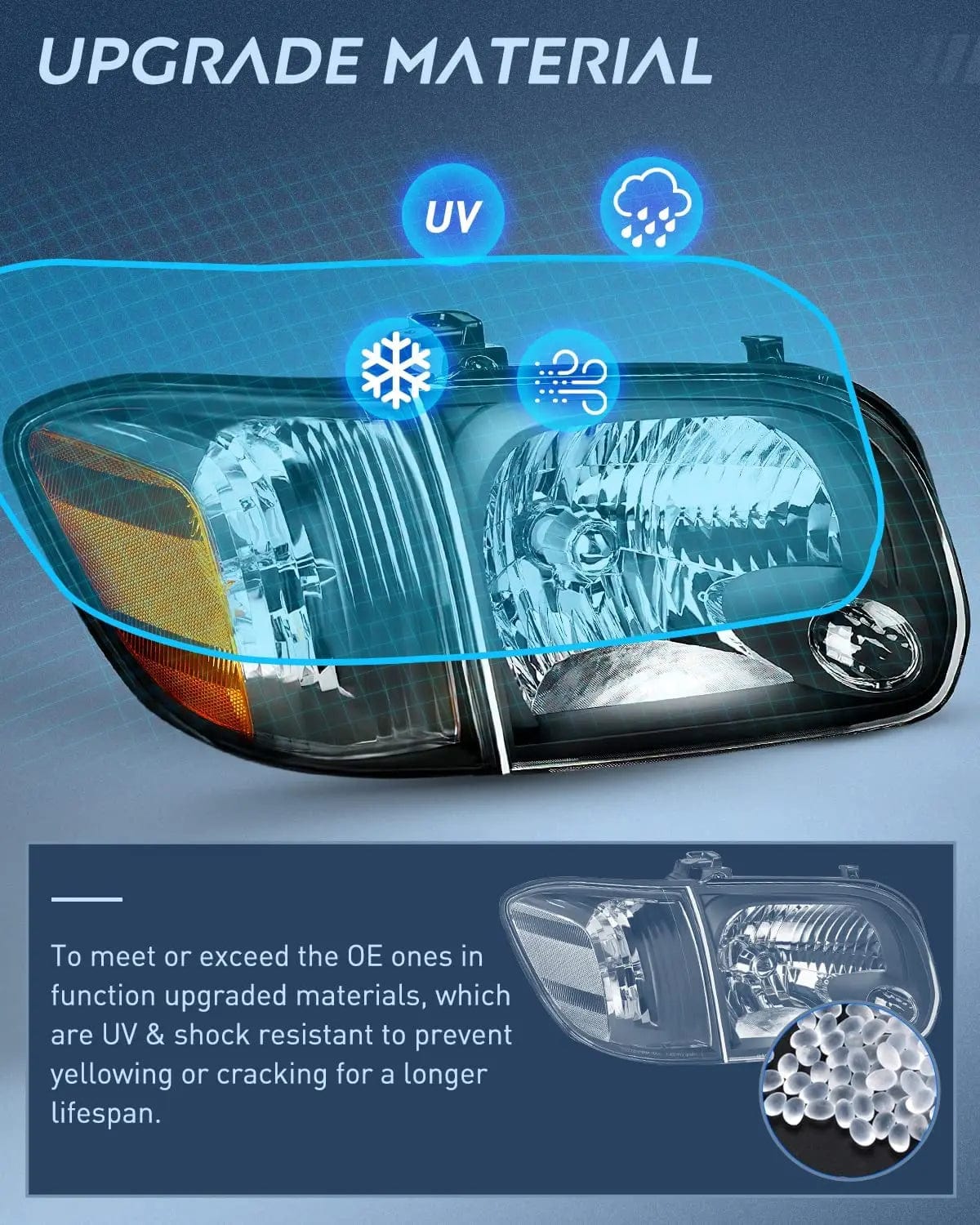 Headlight Assembly 2005 2006 Toyota Tundra 4 Door Double Crew Cab 2005 2006 2007 Sequoia Headlight Assembly Black Case Amber Reflector