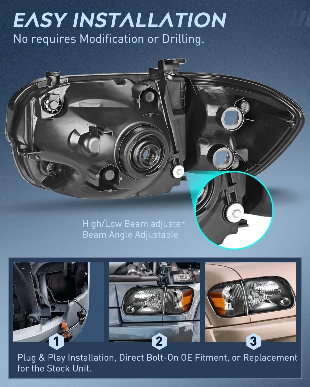 Headlight Assembly 2005 2006 Toyota Tundra 4 Door Double Crew Cab 2005 2006 2007 Sequoia Headlight Assembly Black Case Amber Reflector