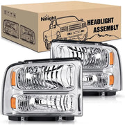 2005 2006 2007 Ford F250 F350 F450 F550 Headlight Assembly Chrome Case Amber Reflector