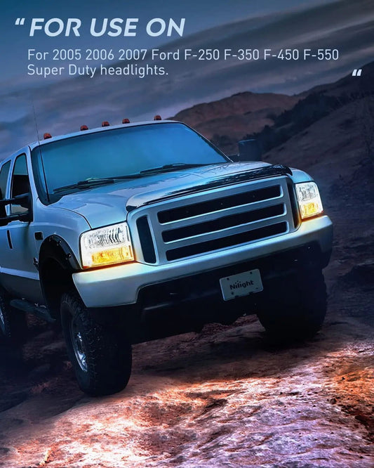 Headlight Assembly 2005-2007 F250 F350 F450 F550 Headlight Assembly Chrome Case Clear Reflector