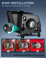 2005-2009 Ford Mustang Headlight Assembly Black Housing Clear Reflector Upgraded Clear Lens Nilight