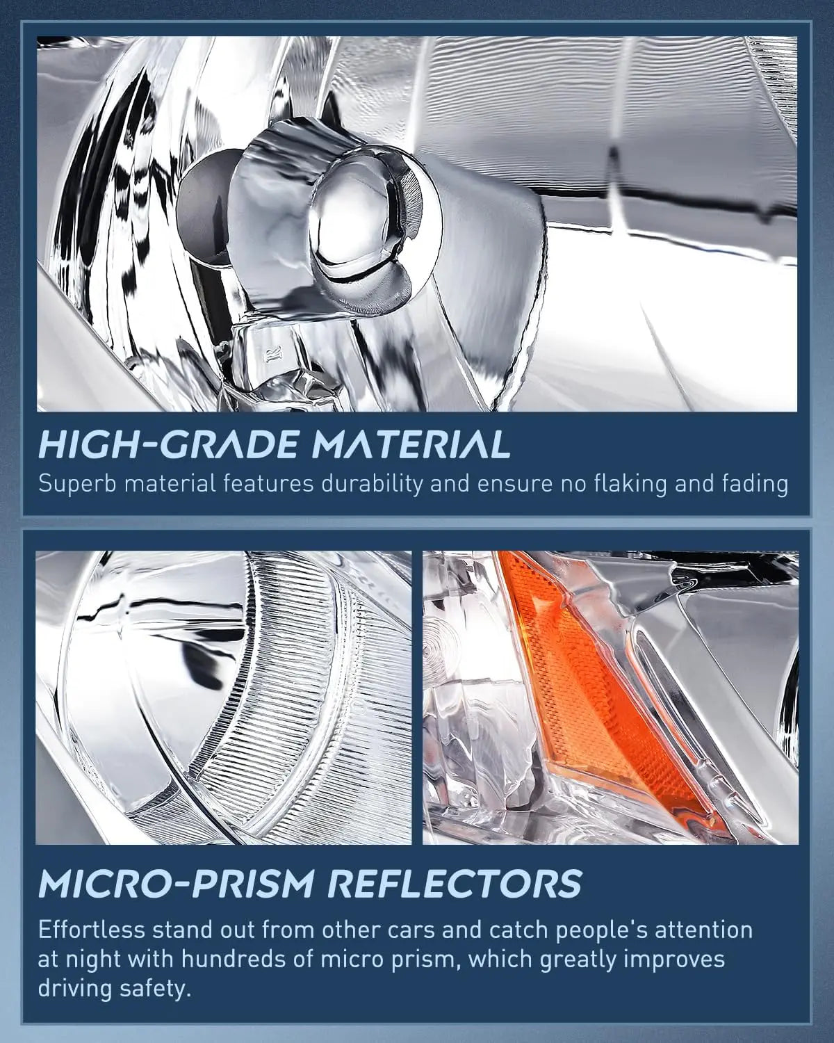 2006-2011 Honda Civic Headlight Assembly Chrome Case Amber Reflector Nilight