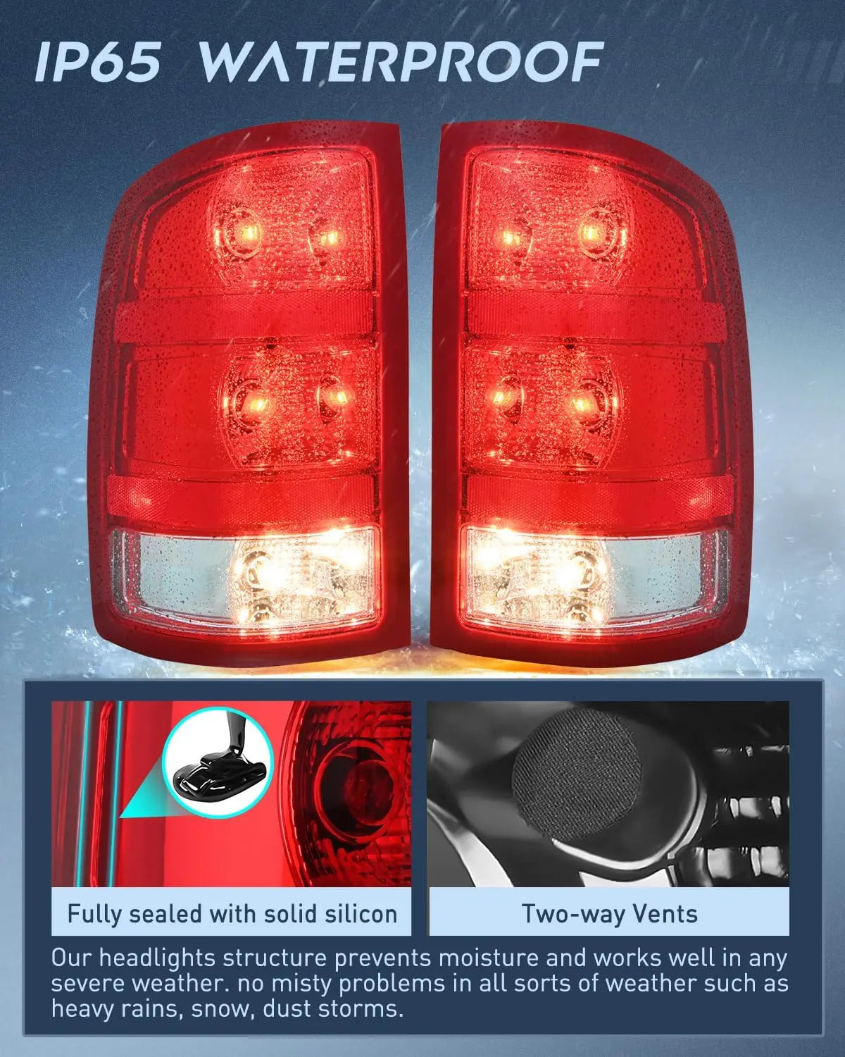2007-2013 GMC Sierra 1500 2500HD 3500HD Taillight Assembly Rear Lamp Replacement OE Style Driver Passenger Side Nilight