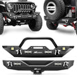 Jeep Bumper 2007 2008 2009 2010 2011 2012 2013 2014 2015 2016 2017 2018 Jeep Wrangler JK Front Rear Bumper Combo Rock Crawler with Hitch Receiver Upgraded LED Lights Off Road Textured Black