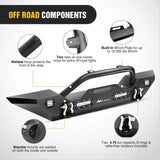 Jeep Bumper 2007-2018 Jeep Wrangler JK Front Rear Bumper Combo Rock Crawler with Hitch Receiver Upgraded LED Lights Off Road Textured Black