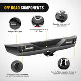 Jeep Bumper 2007-2018 Jeep Wrangler JK Front Rear Bumper Combo Rock Crawler with Hitch Receiver Upgraded LED Lights Off Road Textured Black