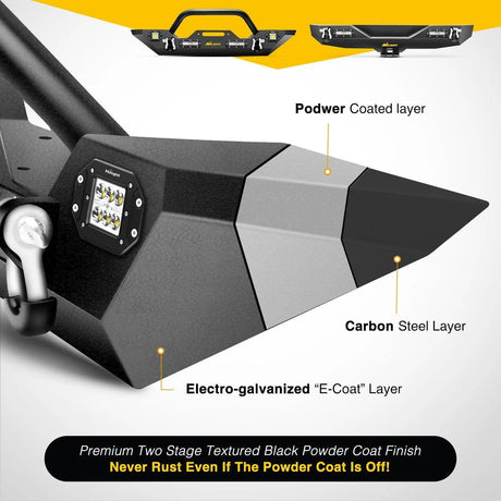 Jeep Bumper 2007-2018 Jeep Wrangler JK Front Rear Bumper Combo Rock Crawler with Hitch Receiver Upgraded LED Lights Off Road Textured Black