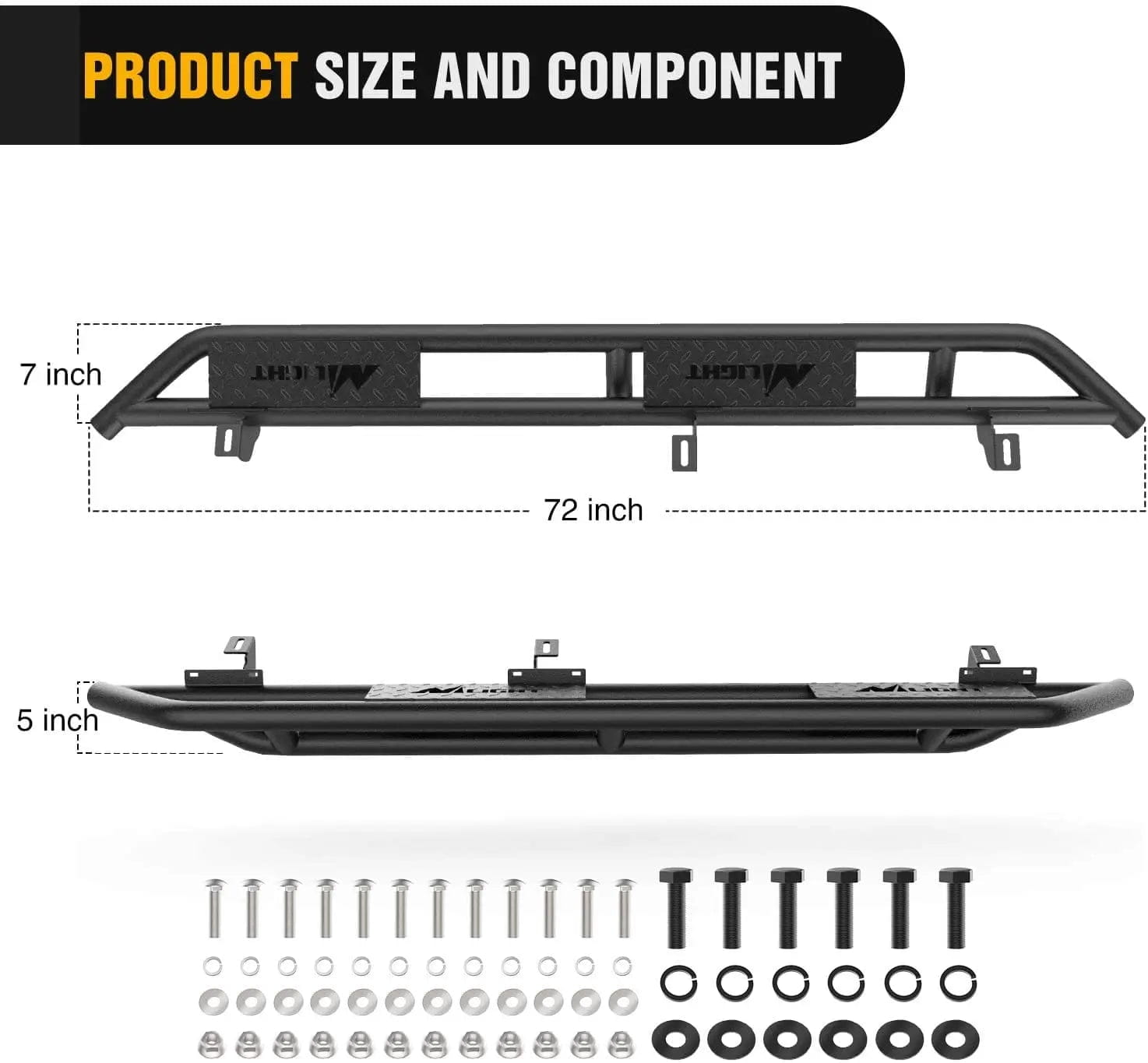 Accessories 2007-2018 Jeep Wrangler JK & Unlimited 4 Door Running Boards Upgraded Dual Girder System Side Step Slip-Proof Textured Black Heavy Duty Truck Nerf Bars (No 2 DR & No JL)