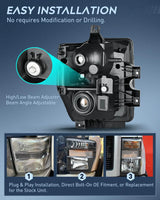 2008-2010 Ford F250 F350 F450 Super Duty Headlight Assembly Black Housing Clear Reflector Clear Lens Nilight