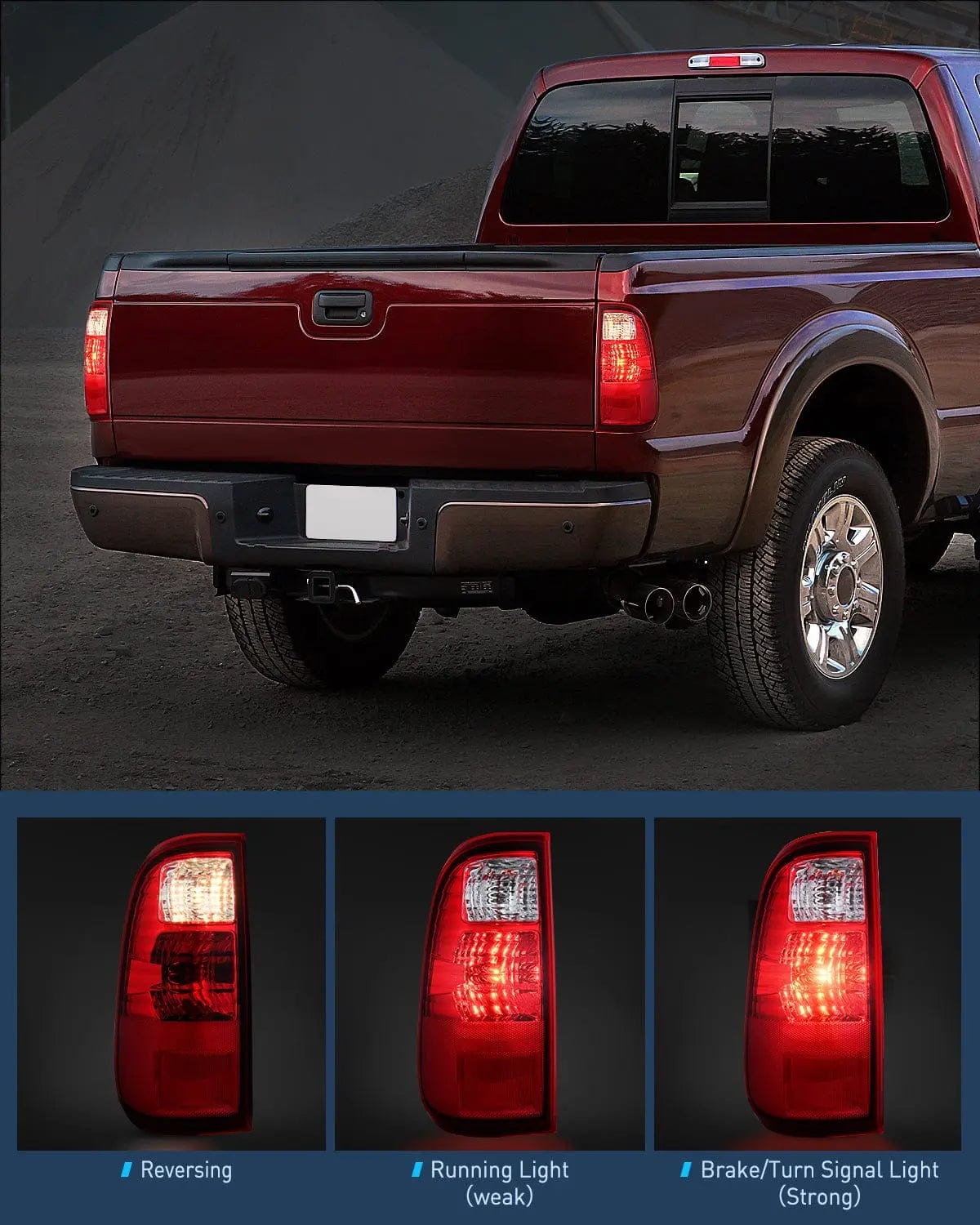 Taillight Assembly 2008 2009 2010 2011 2012 2013 2014 2015 2016 Ford F250 F350 F450 Super Duty Taillight Assembly Rear Lamp Replacement OE Style Driver Passenger Side