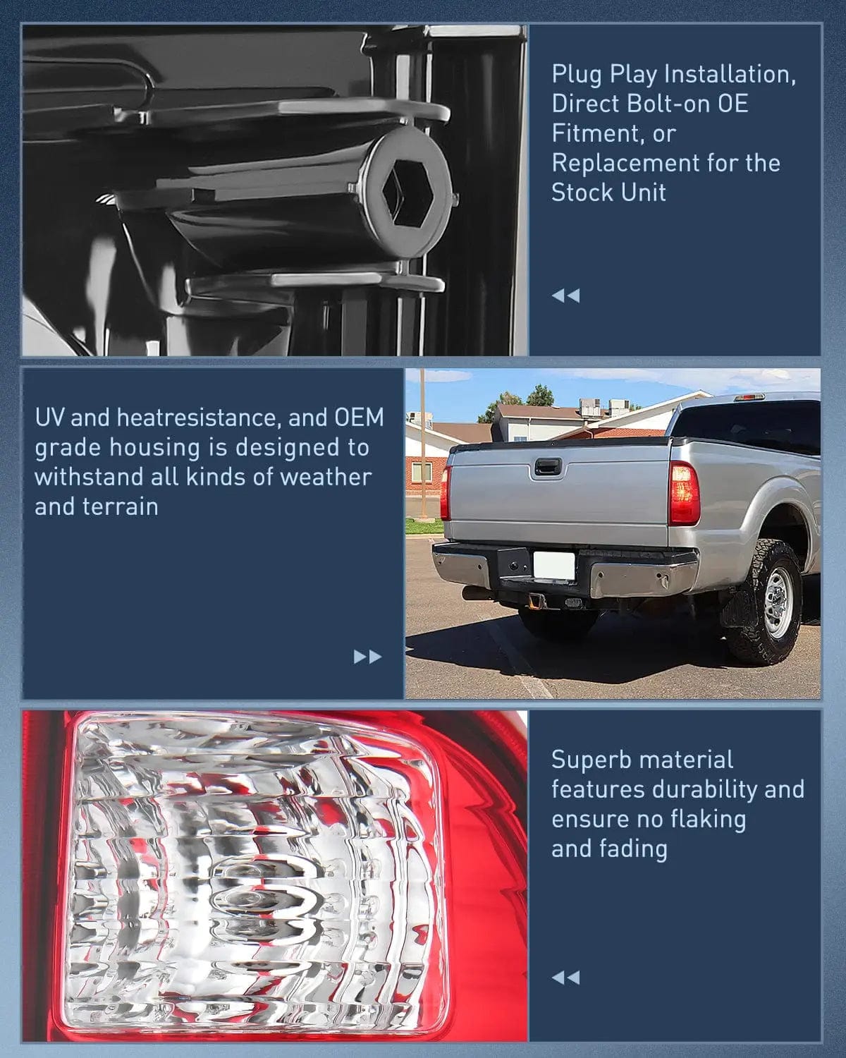 Taillight Assembly 2008 2009 2010 2011 2012 2013 2014 2015 2016 Ford F250 F350 F450 Super Duty Taillight Assembly Rear Lamp Replacement OE Style Driver Passenger Side