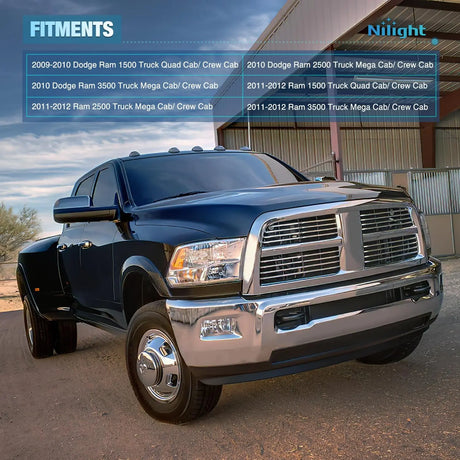 2009 2010 Dodge Ram 1500 2010 Dodge Ram 2500 3500 2011 2012 Ram 1500 2500 3500 Truck Quad Crew & Mega Cab Power Master Window Switch Nilight