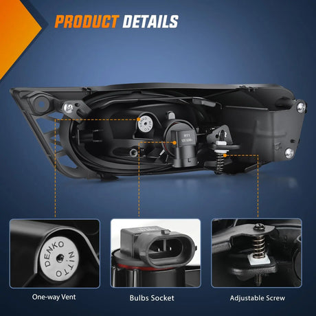 2009-2011 Honda Civic Sedan Fog Light Assembly Amber Lens H11 12V 55W Bulbs Nilight