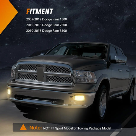 2009-2012 Dodge Ram 1500 2010-2018 Dodge Ram 2500 3500 Fog Light Assembly Clear Lens Nilight