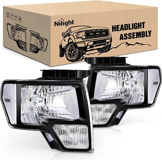 Headlight Assembly 2009-2014 Ford F150 Headlight Assembly Black Case Clear Reflector