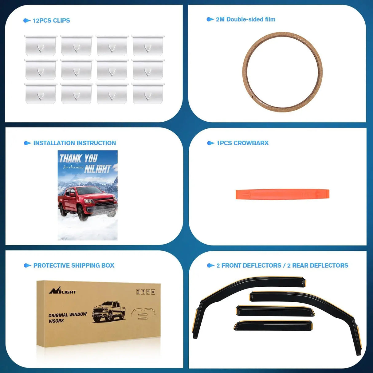 2009-2014 Ford F150 SuperCrew SVT Raptor SuperCrew Rain Guards Acrylic 4Pcs Nilight