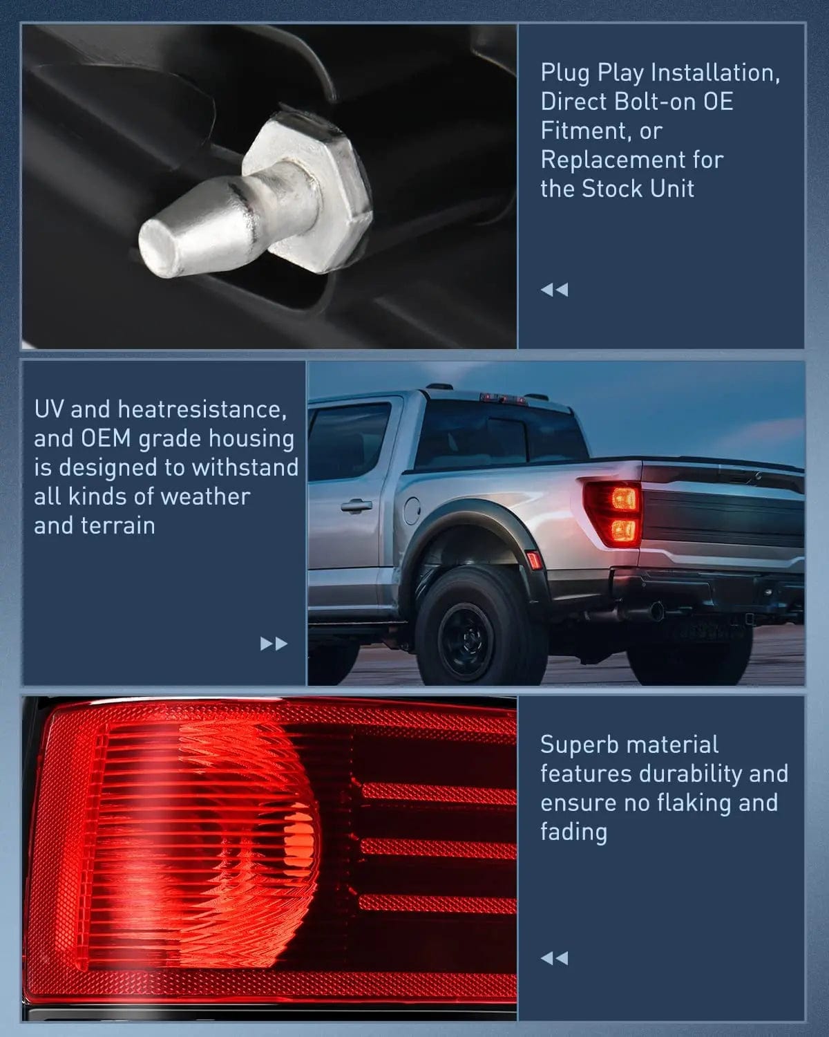 2009-2014 Ford F150 Taillight Assembly Rear Lamp Replacement OE Style Red Housing Driver Side Nilight