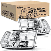 2009 2010 2011 2012 2013 2014 2015 2016 2017 2018 Dodge Ram 1500 2500 3500 4500 5500 Headlight Assembly Chrome Case Clear Reflector
