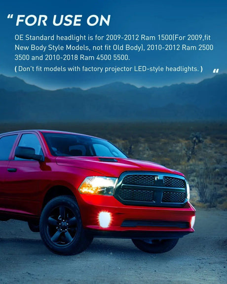 Headlight Assembly 2009-2018 Ram 1500 2500 3500 4500 5500 Headlight Assembly Black Case Clear Reflector