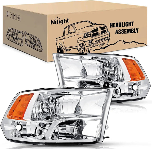 Headlight Assembly 2009-2018 Ram 1500 2500 3500 4500 5500 Headlight Assembly Chrome Case Amber Reflector