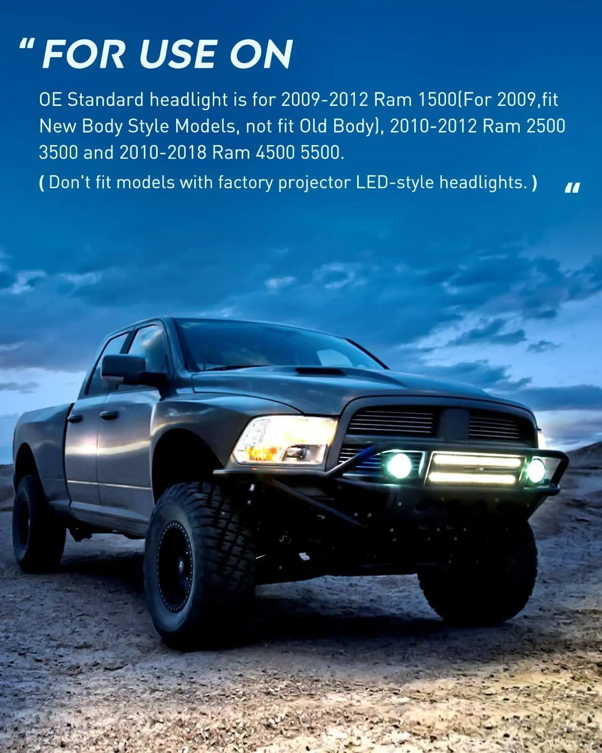 Headlight Assembly 2009-2018 Ram 1500 2500 3500 4500 5500 Headlight Assembly Chrome Case Clear Reflector