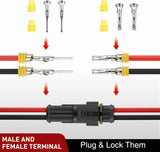 200PCS 2 Pin Electrical Connector ‎Plug Male Female Terminal Wire Connector Nilight