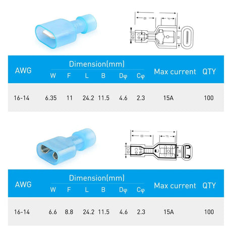 accessory 200Pcs Insulated Wire Crimp Terminal