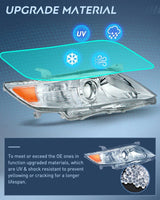 2010 2011 Toyota Camry Headlight Assembly Chrome Housing Amber Reflector Upgraded Clear Lens Nilight