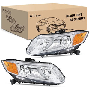 2012 2013 2014  2015 Honda Civic Sedan 4-Door 2012-2013 Civic Coupe 2-Door Headlight Assembly Chrome Case Amber Reflector