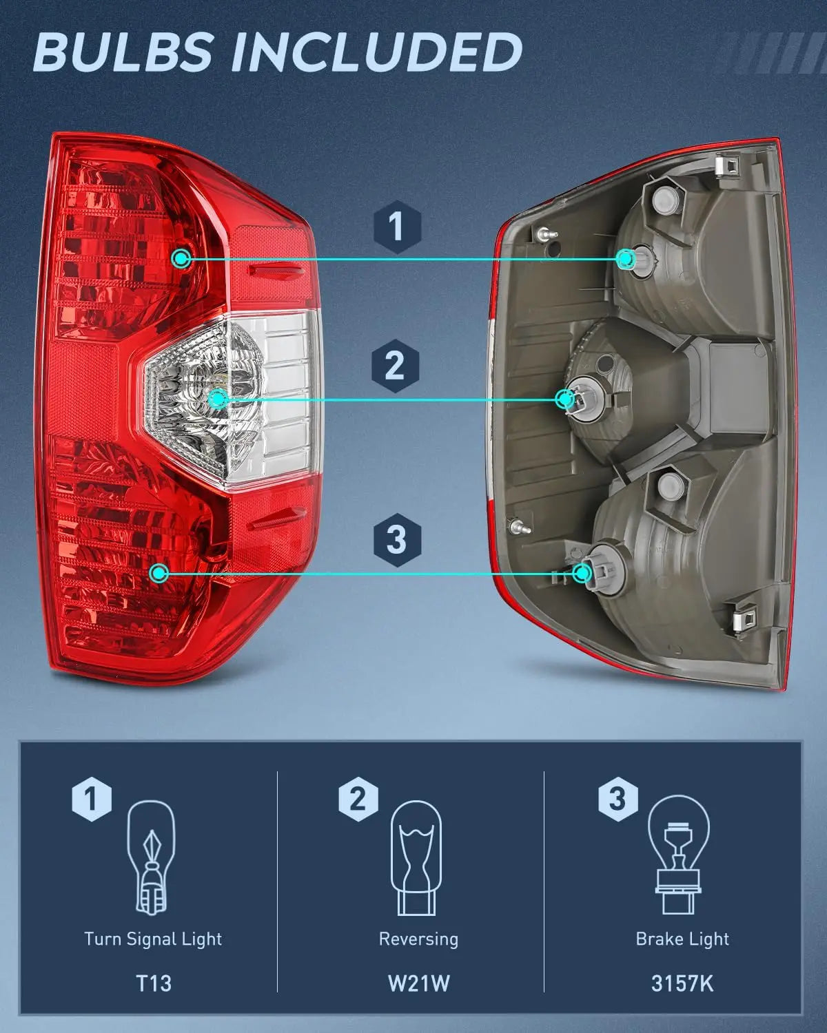 2014-2021 Toyota Tundra Taillight Assembly Rear Lamp Replacement OE Style Passenger Side Nilight