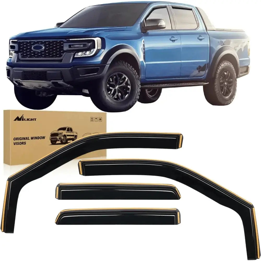 2015 2016 2017 2018 2019 2020 2021 2022 2023 Ford F150 SuperCrew SVT Raptor SuperCrew Rain Guards Acrylic 4Pcs Nilight