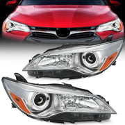 2015 2016 2017 LE SE XLE Toyota Camry Headlight Assembly Chrome Housing Amber Reflector Clear Lens