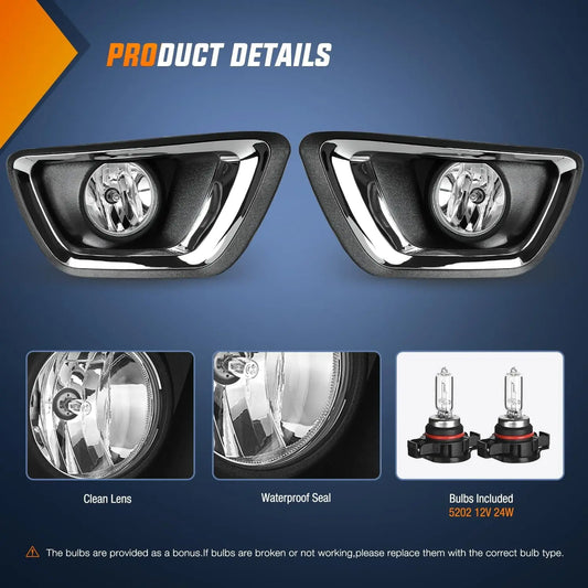 2015-2020 Chevy Colorado Fog Light Assembly 5202 Bulbs Clear Lens Nilight