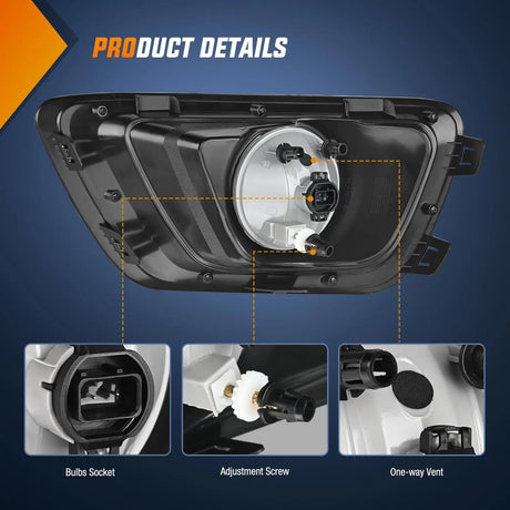 2015-2020 Chevy Colorado Fog Light Assembly 5202 Bulbs Clear Lens Nilight