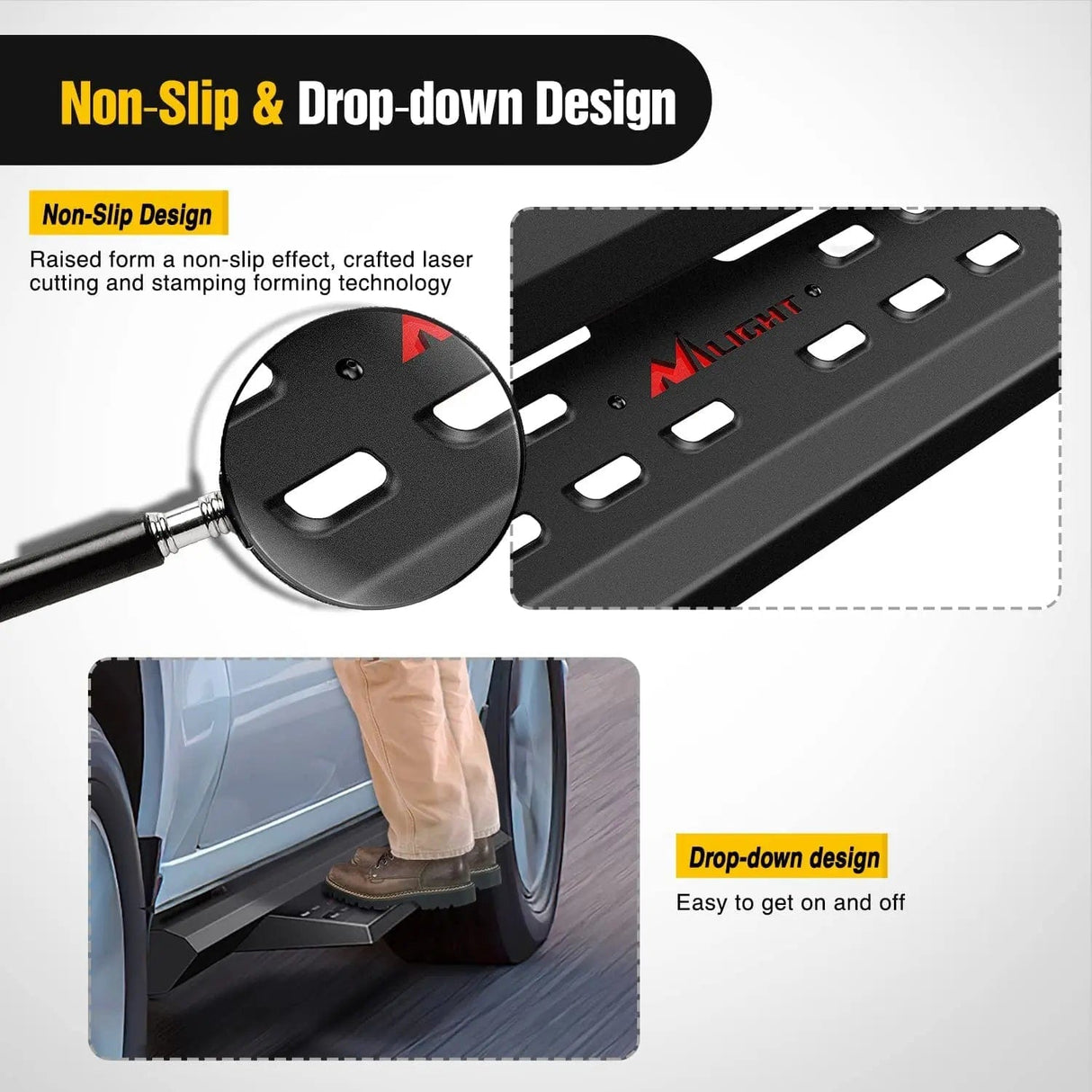 2015-2022 Ford F150 | 2022 F150 Lightning EV | 2017-2022 F250 F350 F450 F550 SuperCrew Cab Running Boards Nilight